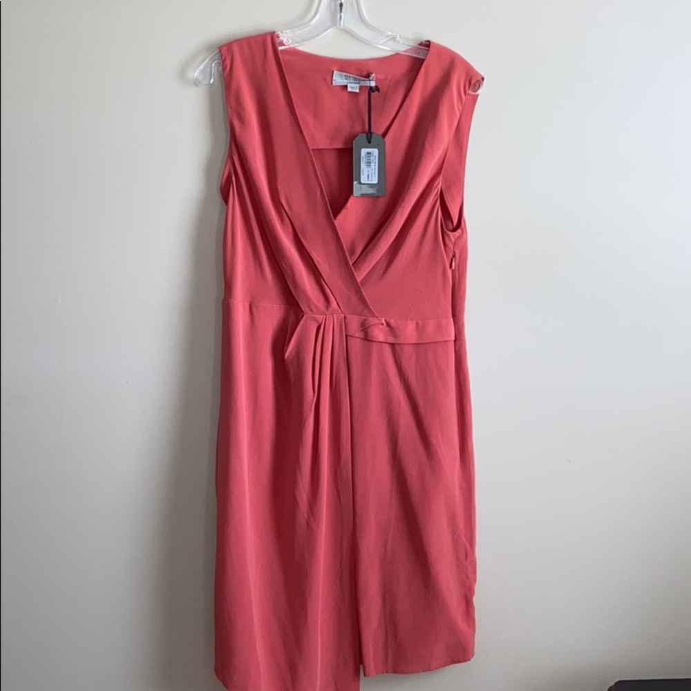 Allsaints coral pink sleeveless silk dress NEW 10